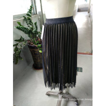 Lady′s Metallic Color Pleated Breathable Skirt